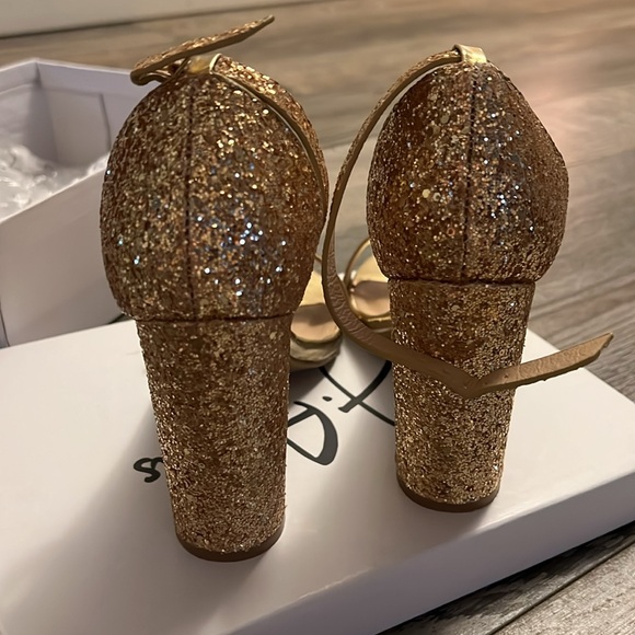 J.Adams Shirley Gold Glitter Heels - Picture 2 of 6